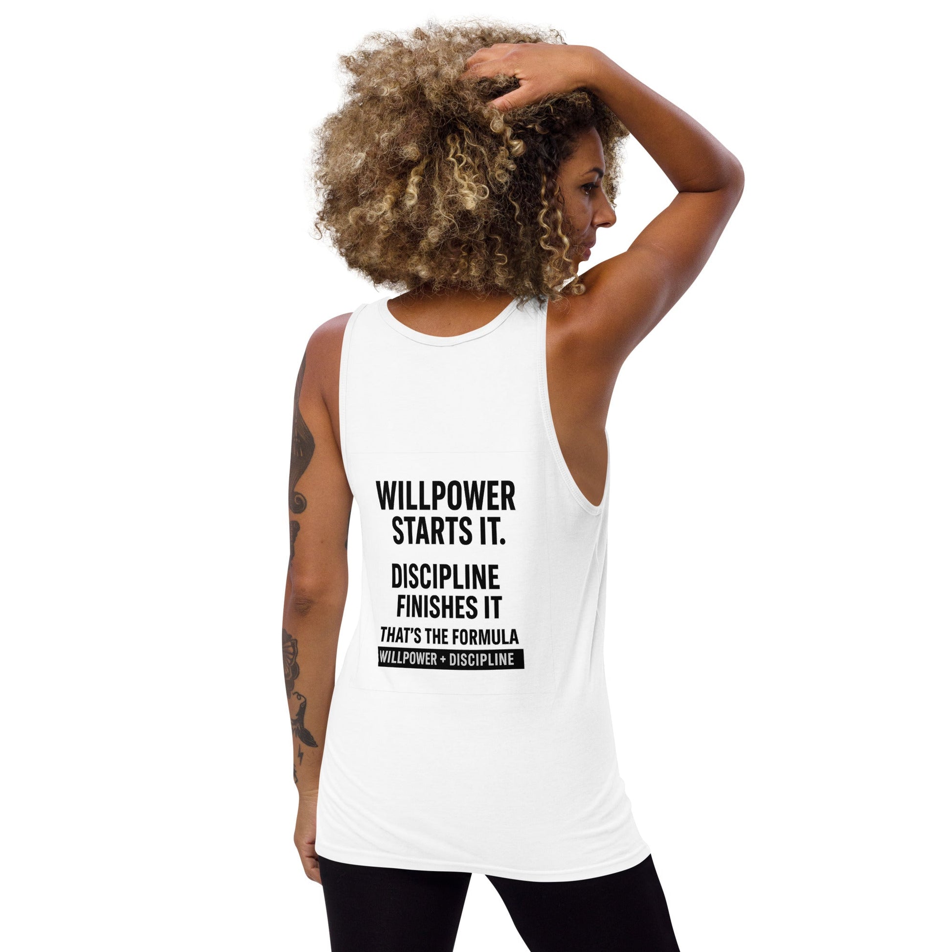 Verses of Life Classic Unisex Tank – “Willpower Starts It. Discipline Finishes It. That’s the Formula.” (Light Color Edition) - M, White image