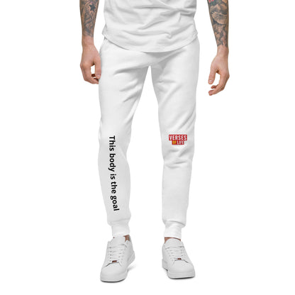 Verses of Life Fleece Sweatpants – “This Body Is the Goal” (Light Color Edition) - L, White image