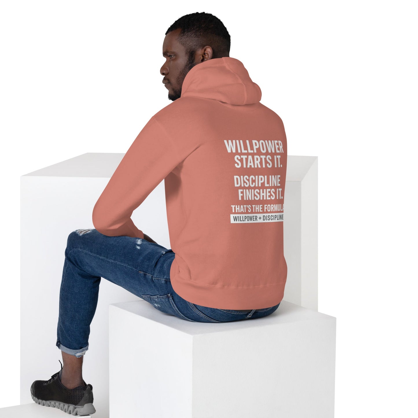 Unisex Hoodie Men’s athletic apparel    "Willpower starts it. Discipline finishes it. That’s the formula." DARK - 2XL, Dusty Rose image