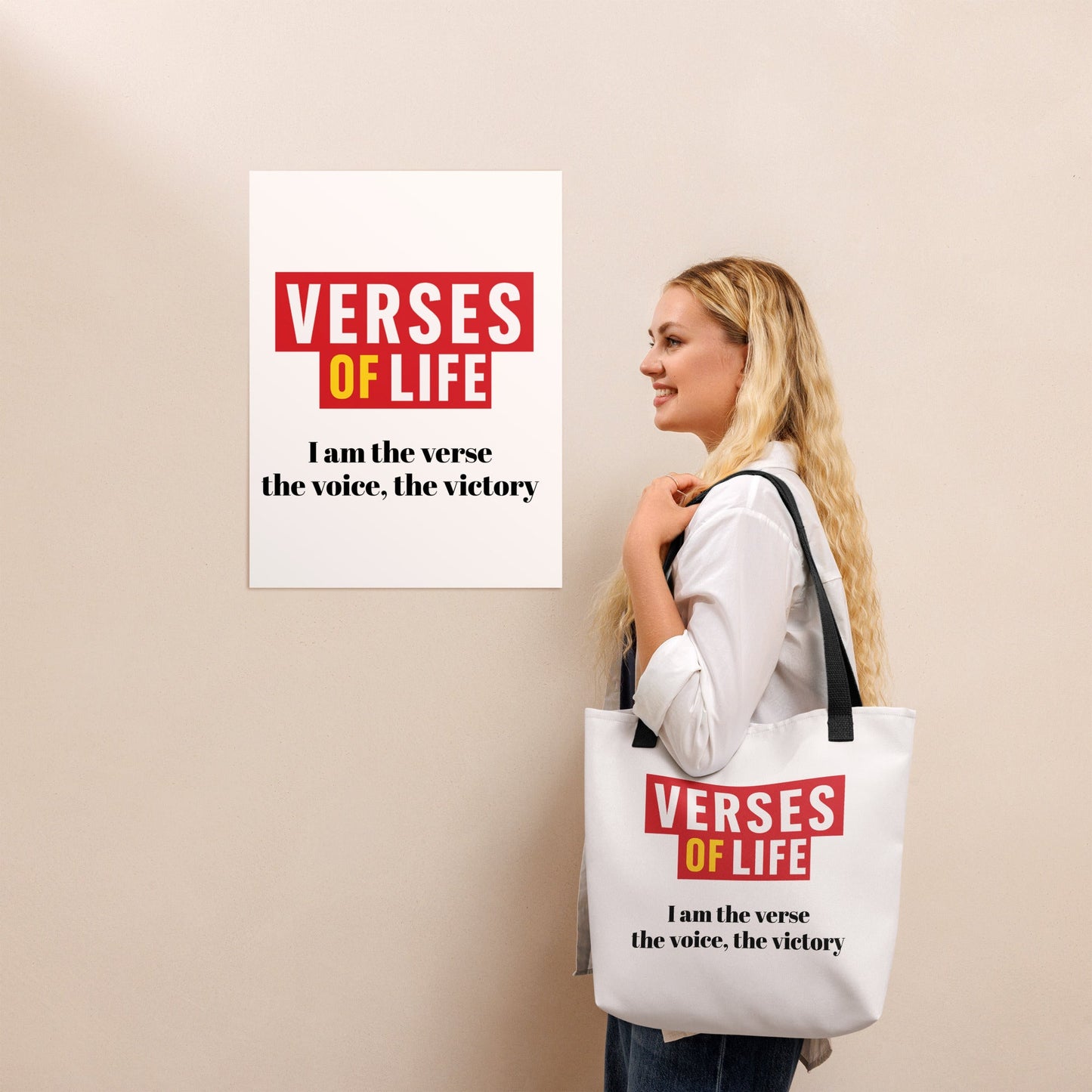 Verses of Life Tote – “I Am the Verse, the Voice, the Victory” image 0