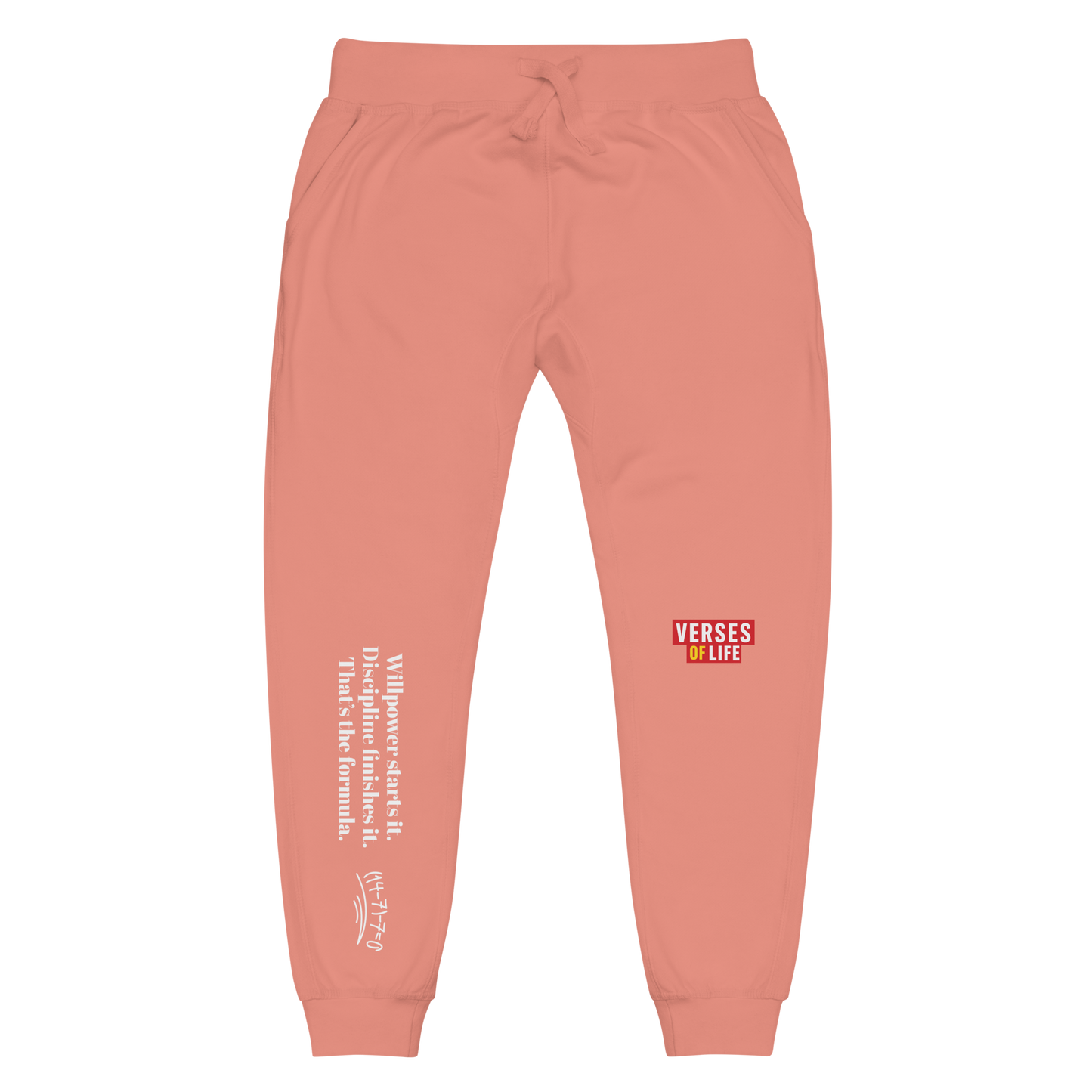 Verses of Life Fleece Sweatpants – “Willpower Starts It. Discipline Finishes It.” Dark Edition image 9
