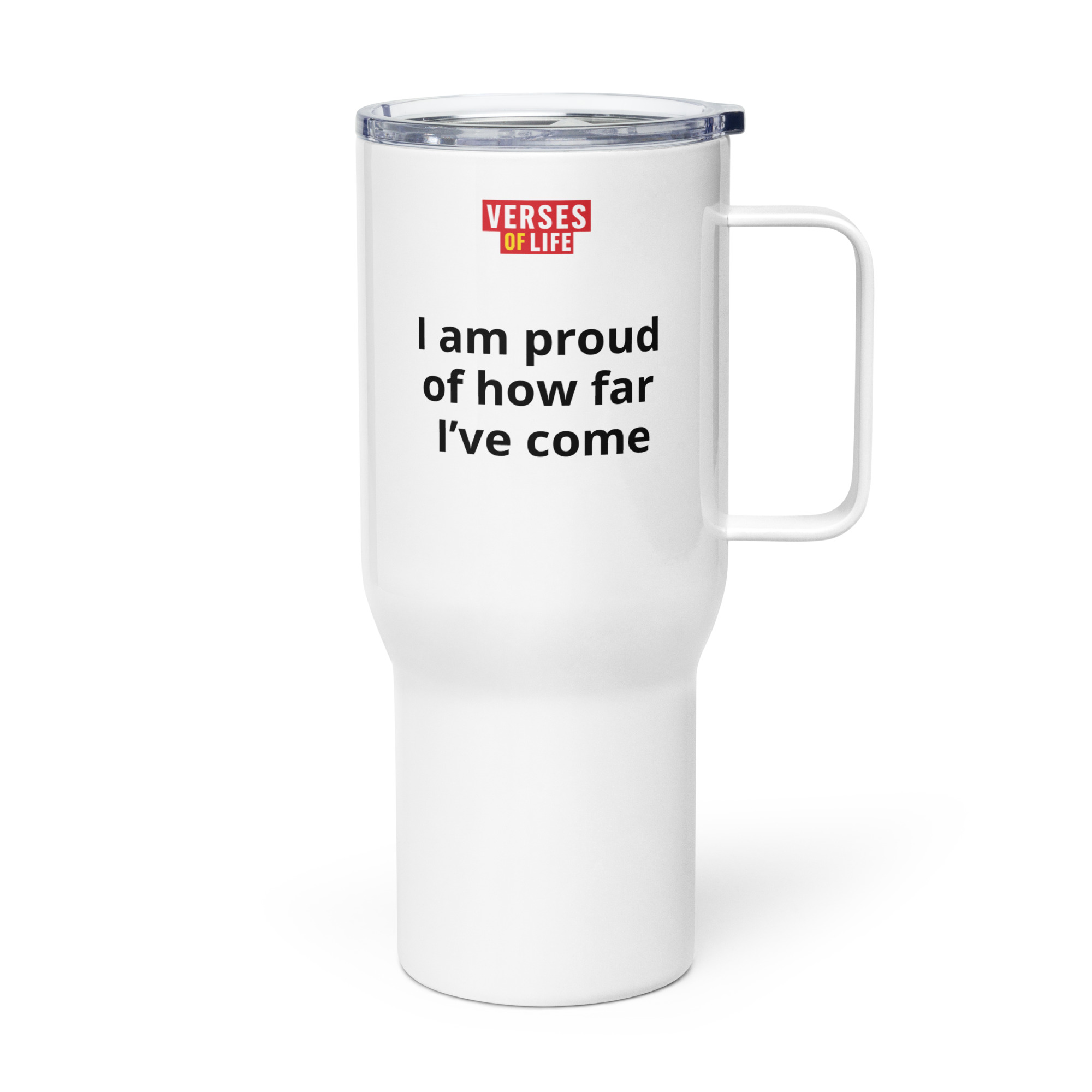 Verses of Life Travel Mug – “I Am Proud of How Far I’ve Come” - Image 2