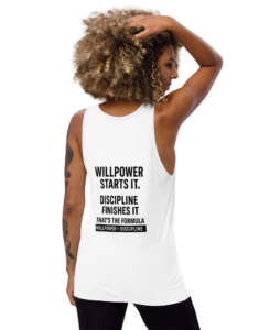 Verses of Life Classic Unisex Tank – “Willpower Starts It. Discipline Finishes It. That’s the Formula.” (Light Color Edition)